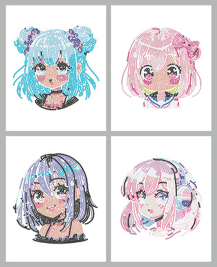 DIAMOND DOTZ ADULTS FLOCKED NEON ANIME GIRLS 3