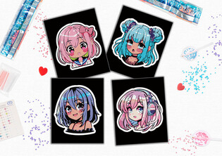 DIAMOND DOTZ ADULTS FLOCKED NEON ANIME GIRLS 5