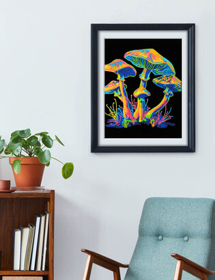 DIAMOND DOTZ ADULTS FLOCKED NEON MUSHROOMS 3