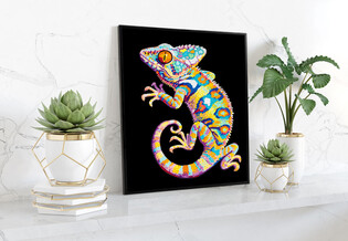 DIAMOND DOTZ ADULTS FLOCKED NEON PATCHWORK GECKO
 3