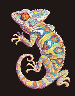 DIAMOND DOTZ ADULTS FLOCKED NEON PATCHWORK GECKO
 4